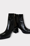 Kalın Topuklu Fermuarlı Kadın Bot SİYAH - SİYAH