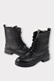 Kaydırmaz Taban Fermuarlı Postal Kadın Bot SİYAH