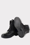 Kaydırmaz Taban Fermuarlı Postal Kadın Bot SİYAH