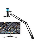 Monozone  150X Lens Endüstriyel Mikroskop Katlanabilir Tutucu 56 Led Halka Işık Kameralı Elektronik Dijital Usb 48MP 4K 60F/S Deney Gözlem