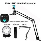 Monozone  150X Lens Endüstriyel Mikroskop Katlanabilir Tutucu 56 Led Halka Işık Kameralı Elektronik Dijital Usb 48MP 4K 60F/S Deney Gözlem