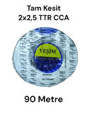 Yeşim Kablo Tam Kesit 2 x2.5 TTR CCA Kablo Beyaz Renk 90 Metre