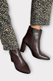 Kalın Topuk Sivri Burun Fermuarlı Kadın Bot KAHVERENGİ
