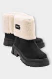 Kalın Taban Süet Kürklü Kadın Bot SİYAH