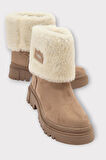 Kalın Taban Süet Kürklü Kadın Bot BEJ
