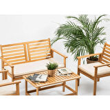 Reyo Consept Eko Ahşap 2+1+1 Sehpalı Bahçe Balkon Oturma Grubu