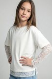 Dmb Boys & Girls Kız Çocuk Dantel Kollu Tshirt Ekru