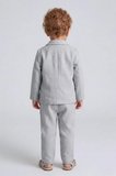 DMB BOYS & GIRLS Erkek Bebek Beli Lastikli Ceket Pantolon T-shirt Kombinli Özel Gün Bayramlık 3'lü Erkek Çocuk Takım Gri