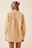 Kadın Bisküvi Oversize Uzun Basic Gömlek HZL22W-BD139001