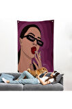 I Don't Care - Umrumda Değil Yazan Pop Art Kadın Duvar Örtüsü-7681
