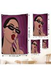 I Don't Care - Umrumda Değil Yazan Pop Art Kadın Duvar Örtüsü-7681