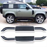 Lr defender yan basamak koruma 90 siyah silver 2020+