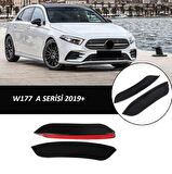 MERCEDES W177 A SERİSİ 2019+ ÖN TAMPON YAN BIÇAKLARI - 2 PARÇA -  PİANO BLACK