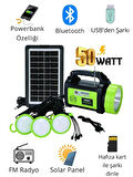 DT-9036 Solar Enerjili Işıldak El Feneri | Mp3 - Radyo - Bluetooth Destekli | Güneş Paneli Dahil