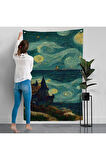 Vincent van Gogh Tarzı Dalgalı Deniz Duvar Örtüsü-7689