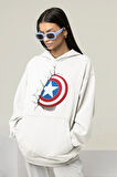 Marvel Kaptan Amerika Baskılı Unisex Oversize Yenilmezler Hoodie