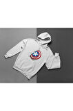 Marvel Kaptan Amerika Baskılı Unisex Oversize Yenilmezler Hoodie