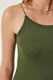 Kadın Haki İp Askılı Örme Body Bluz HZL24S-ZK11001