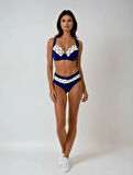 Kadın Lacivert Beyaz Etnik Desenli Bikini Takım HZL25S-LC2220