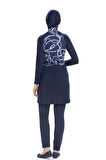 Kadın Lacivert Beyaz Desenli Uzun Kollu Tam Kapalı Tesettür Mayo HZL25S-AR259/02
