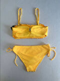 Kadın Sarı Büzgülü Astarlı Bikini Takım HZL25S-LC3349