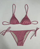 Kadın Gül Kurusu Boyundan İp Bağlamalı Üçgen Bikini Takımı HZL25S-LC5005