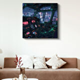 Gece Uçuşu - Neon Şehir Anime Kanvas Tablo