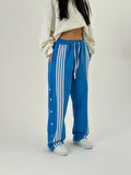 Kadın Şeritli Mavi Baggy Pantolon COC1049