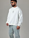 Etnik Desenli Tasarım Erkek Beyaz Sweatshirt COC1030