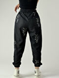 Chinese Desenli Antrasit Kadın Jogger Pantolon COC1001
