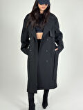 Klasik Siyah Kadın Trençkot COC1199
