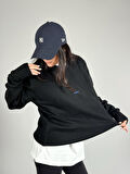 Basic Siyah Kadın Sweatshirt COC1197