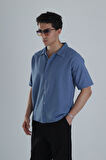 Erkek Mavi Gofre Gömlek COC1160