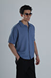 Erkek Mavi Gofre Gömlek COC1160