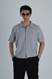 Erkek Gri Gofre Gömlek COC1152