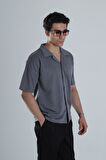 Erkek Antrasit Gofre Gömlek COC1148