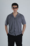 Erkek Antrasit Gofre Gömlek COC1148