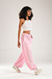 Tasarım Keten Pembe Baggy Pantolon COC1107