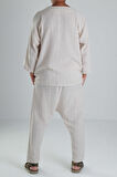 Bej Keten Pamuk Tasarım Şalvar Takım COC1284