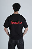 Paradise Siyah Oversize Tasarım T-Shirt COC1399