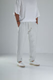Yeşil Çizgili Müslin Keten Baggy Pantolon COC1367