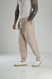 Kapgan İp Detaylı Bej Keten Pantolon COC1464