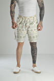 Fil Baskılı Keten Şort COC1463