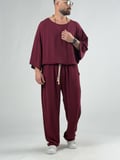 Oversize Bordo Keten Takım COC3208