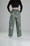Yeşil Yaprak Desenli Baggy Pantolon COC1862