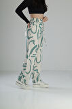 Yeşil Etnik Desenli Baggy Pantolon COC1848
