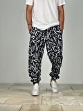 Siyah Beyaz Grafiti Desenli Jogger COC1974