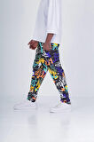 Renkli Grafiti Desenli Baget Pantolon COC1956