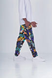 Renkli Grafiti Desenli Baget Pantolon COC1956