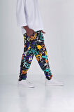 Renkli Grafiti Desenli Baget Pantolon COC1956